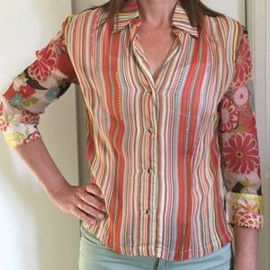 Rene Derhy sheer orange blouse - bought in Paris